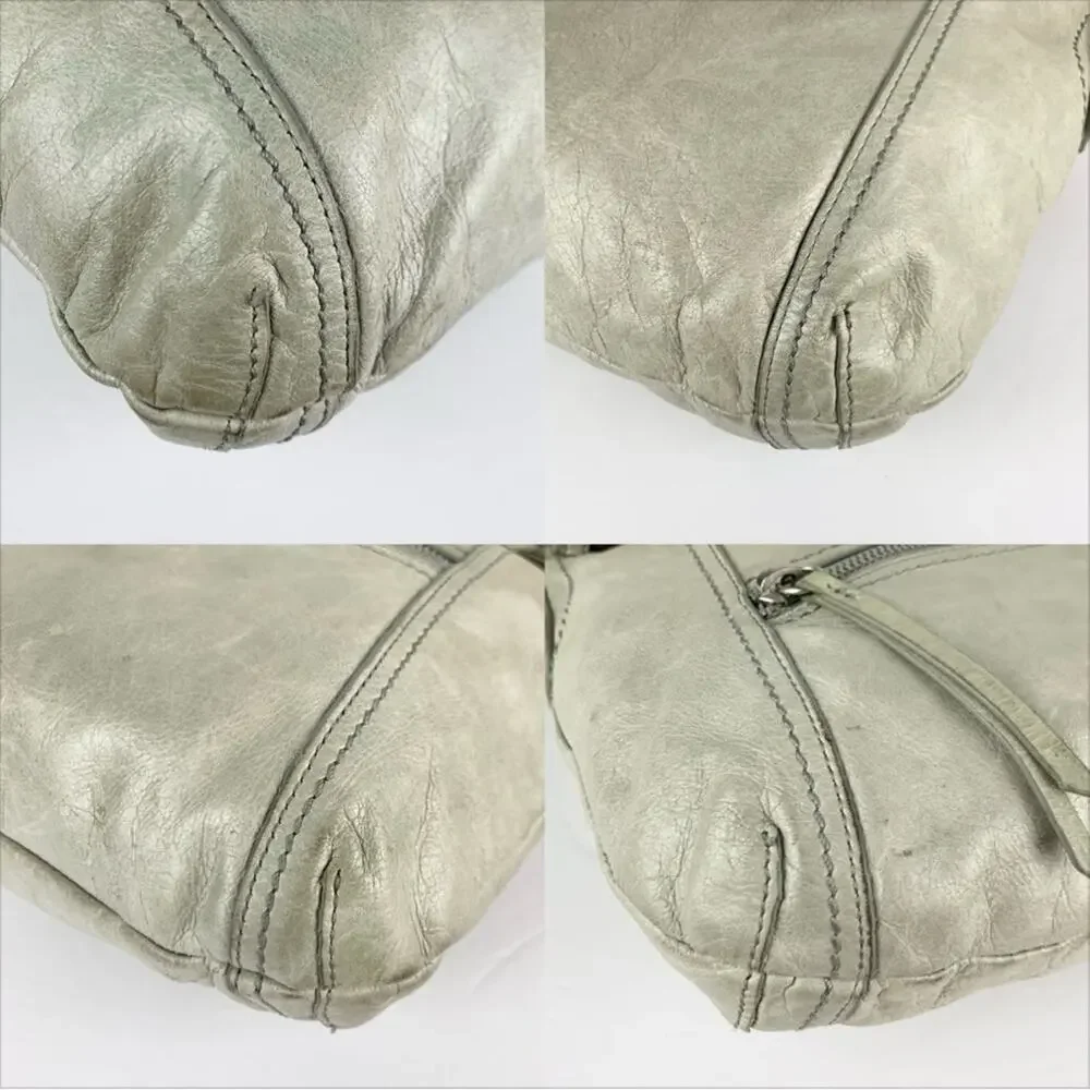 Hobo Shane Grey Leather Flap Crossbody Purse Bag